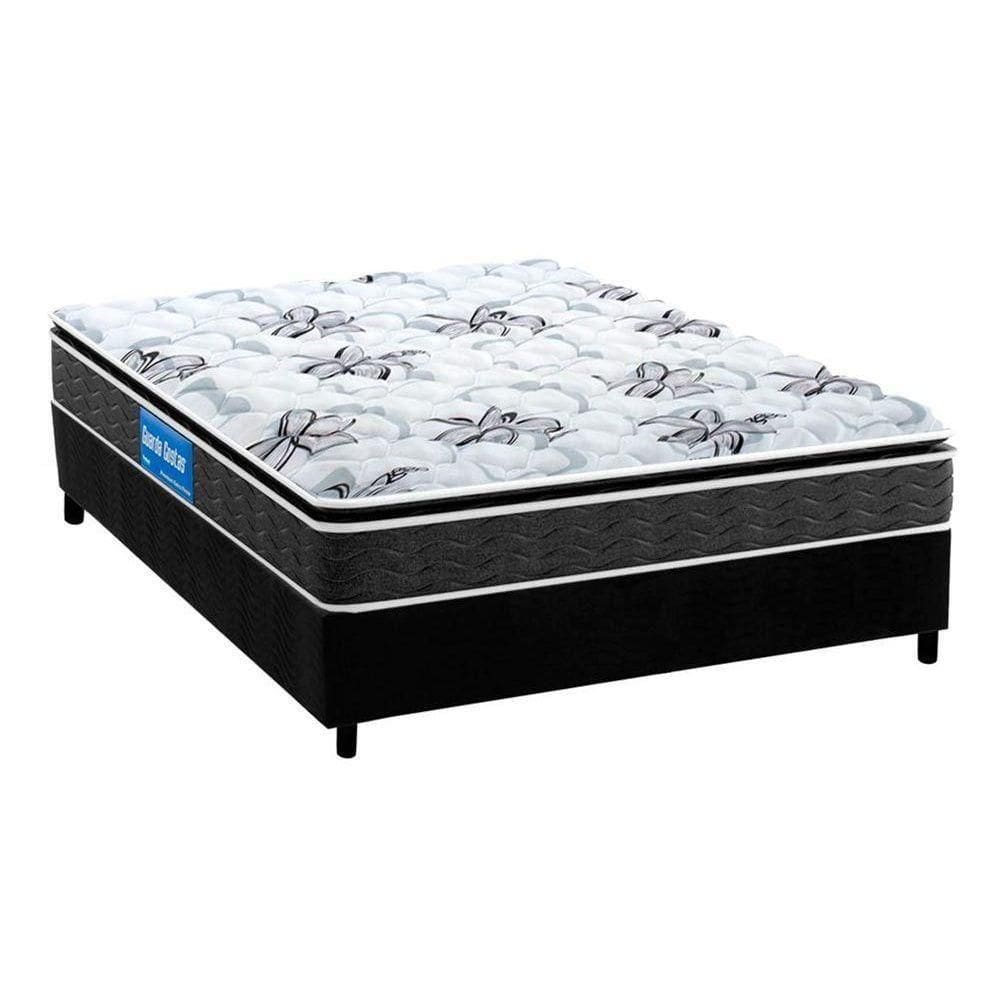 Cama Box Casal: Colchão Espuma Probel D40 Guarda Costas Premium Hiper Firme + Base Black(138X188)