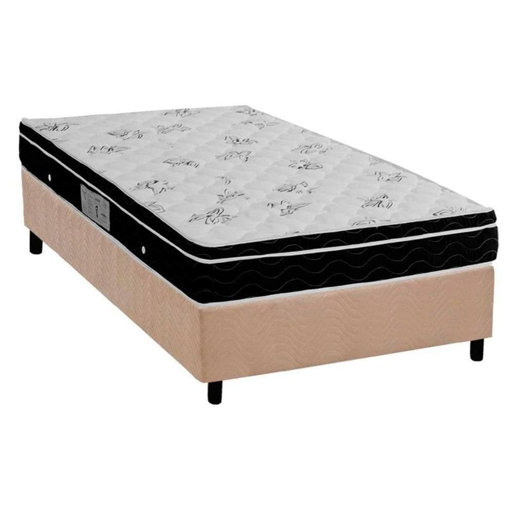 Cama Box Solteiro: Colchão Molas Bonnel Ortobom Nanolastic Physical Spring + Base Clean(88X188)