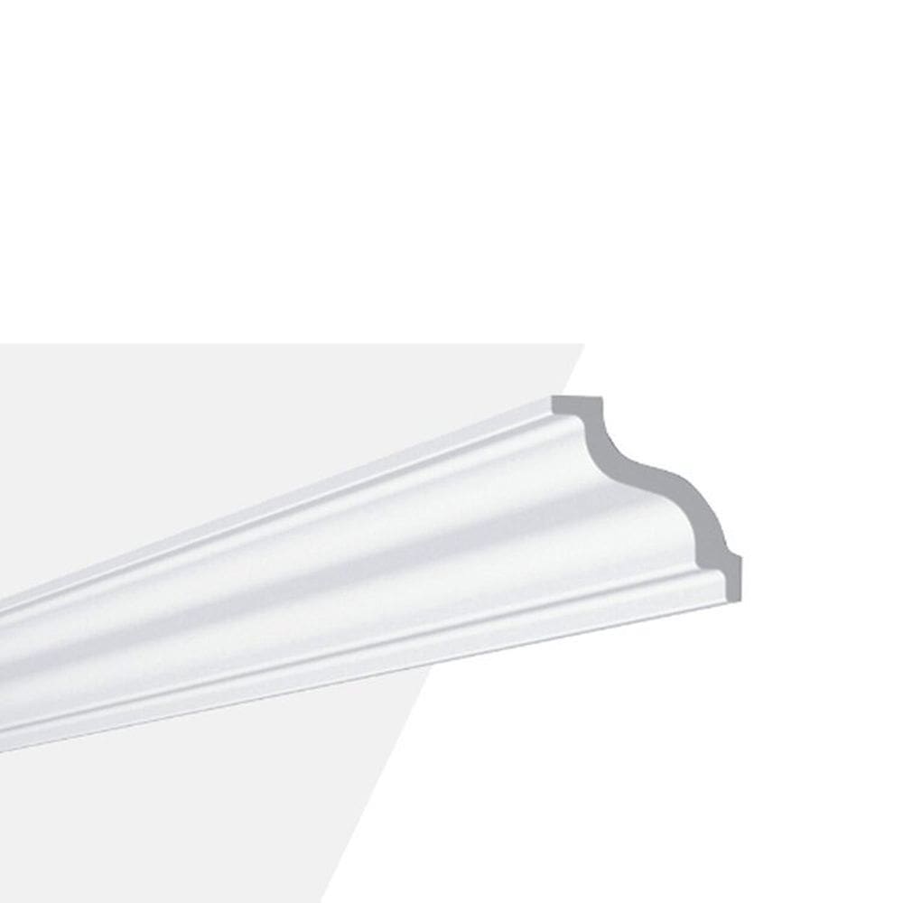 Kit com 10 Barras Rodateto de Poliestireno 7cm X 70mm Liso 20m Branco