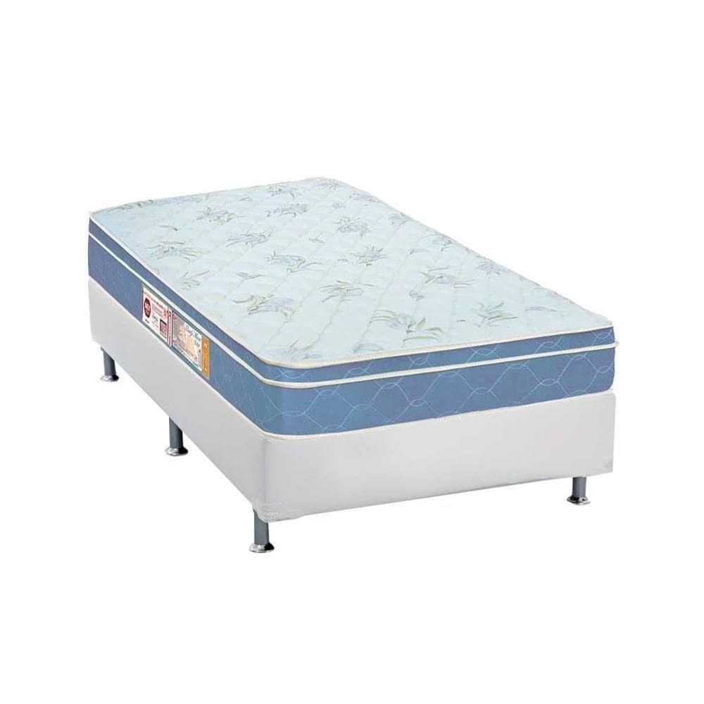 Cama Box Solteiro: Colchão Espuma Castor D45 Sleep Max + Base Crc Courano White(88X188)