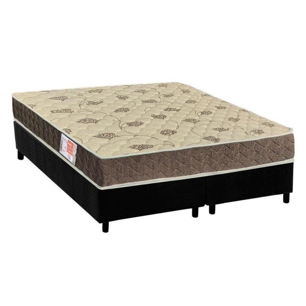 Cama Box Queen: Colchão Espuma D33 Orthoflex Comfortpedic Line + Base Crc Suede Black(158X198)