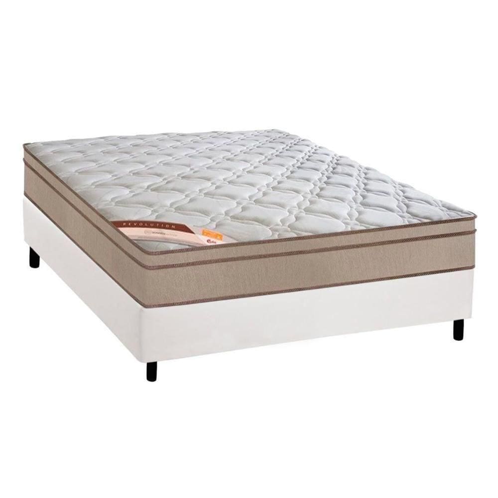 Cama Box Casal: Colchão Molas Bonnel Castor Revolution + Base Crc Courano White(138X188)