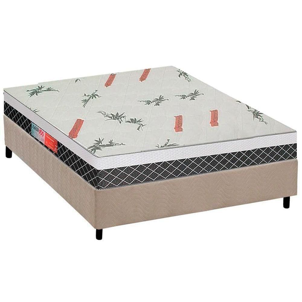 Cama Box Casal: Colchão Anatômico Plumatex D28/Ep Falcon Ultra Firme + Base Crc Suede Clean(138X188)