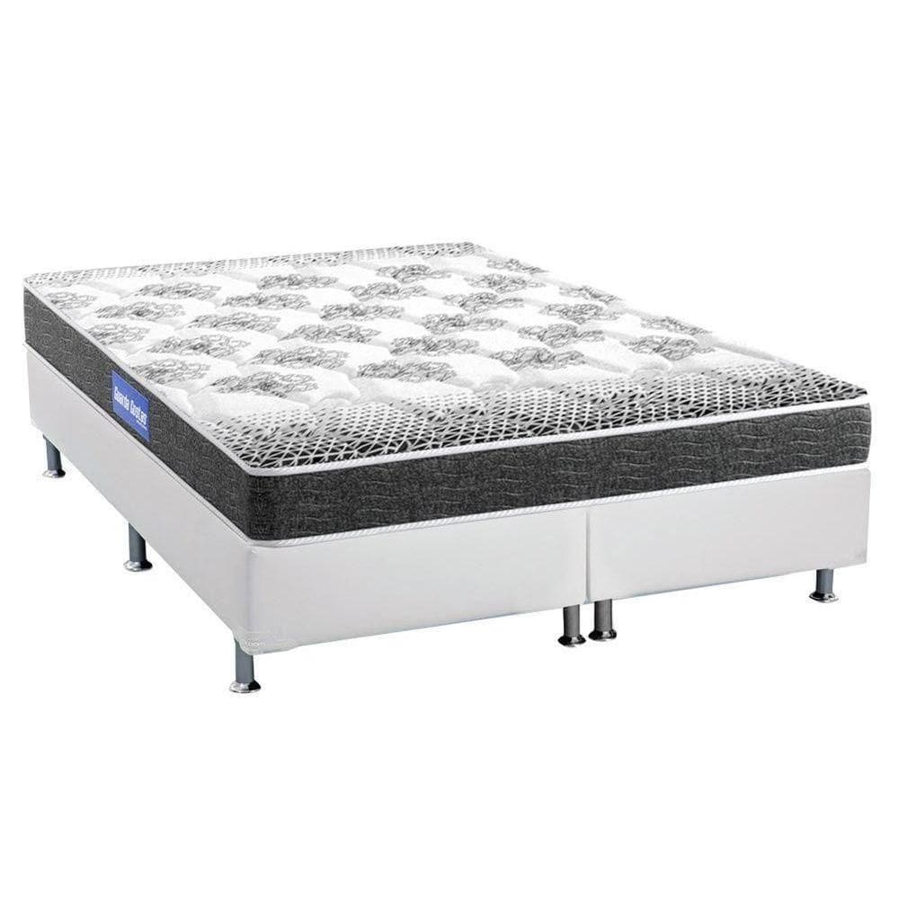 Cama Box Queen: Colchão Espuma Probel Guarda Costas Resistente + Base Crc Courano White(158X198)