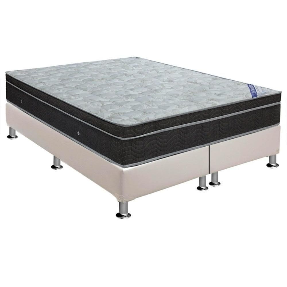 Cama Box King: Colchão Molas Bonnel Ortobom Nanolastic Light Selado + Base White(186X198)