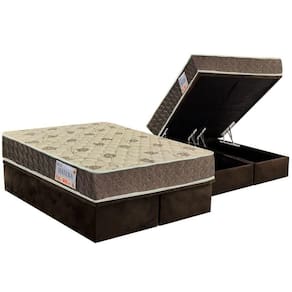 Cama Box Baú King: Colchão Ortopédico Orthoflex D33 / Ep Matera + Base Crc Suede Brown(193X203)