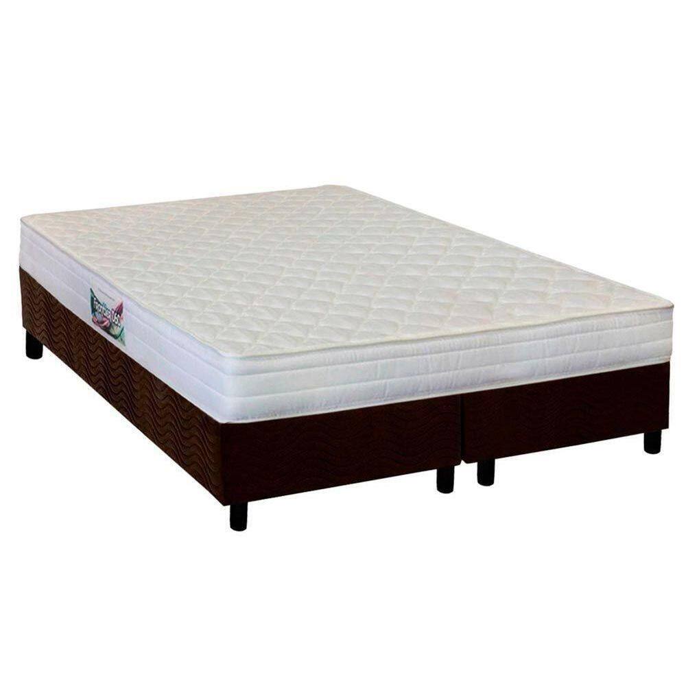 Cama Box Queen: Colchão Anatômico Herval Ag65 Frontier + Base Crc Suede Brown(158X198)