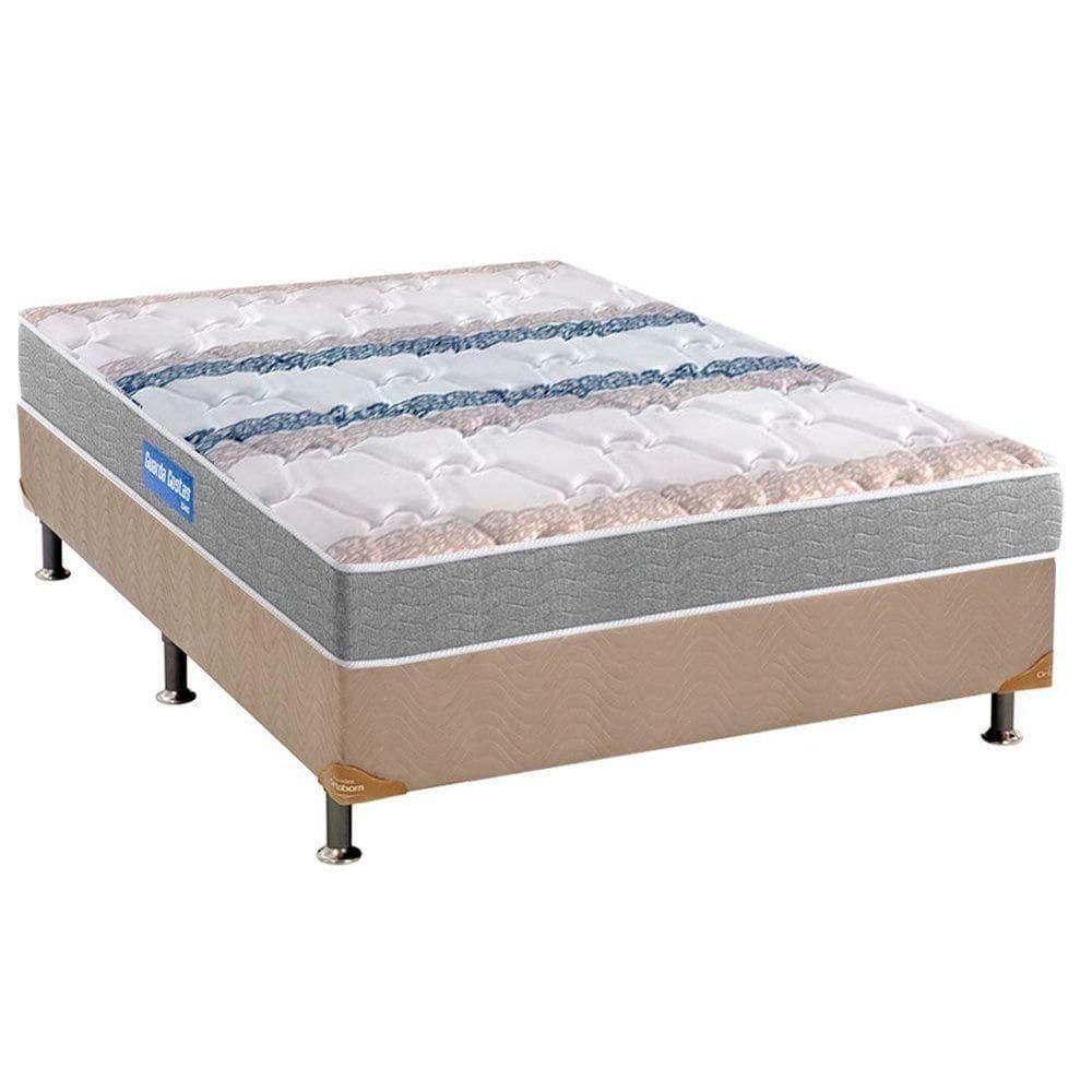 Cama Box Queen: Colchão Espuma D45 Probel Guarda Costas + Base Crc Suede Clean(158X198)