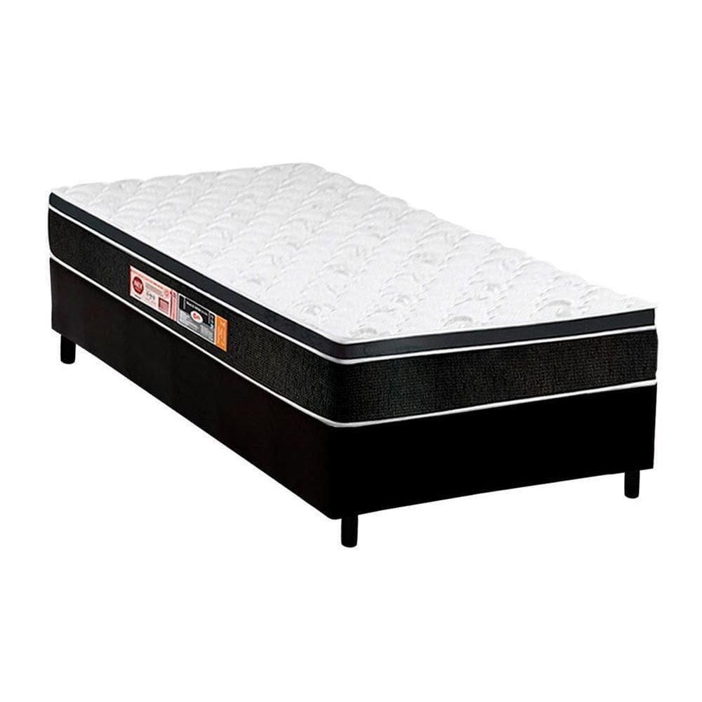 Cama Box Solteiro: Colchão Espuma D45 Castor Black E White Air + Base Crc Courano Black(88X188)