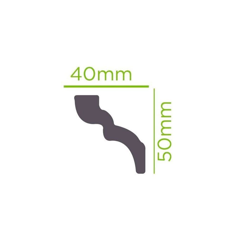 Kit com 10 Barras Rodateto de Poliestireno 5cm X 40mm Liso 20m Branco