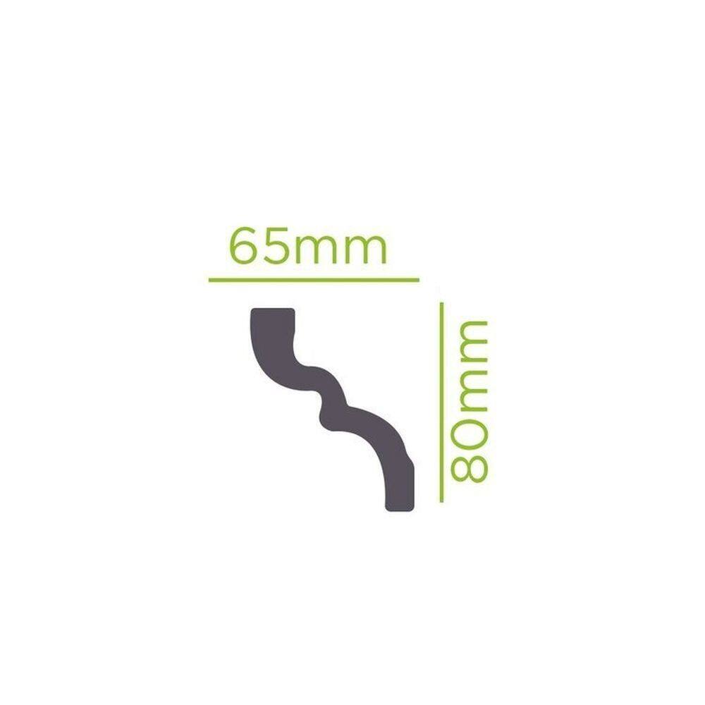 Kit com 20 Barras Rodateto de Poliestireno 8cm X 65mm Liso 40m Branco