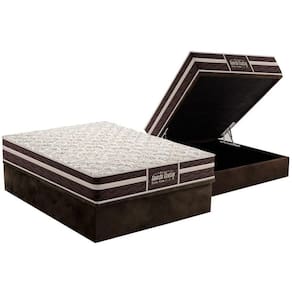 Cama Box Baú Casal: Colchão Ortopédico Probel Guarda Costas Extra Firme + Base Brown(138X188)