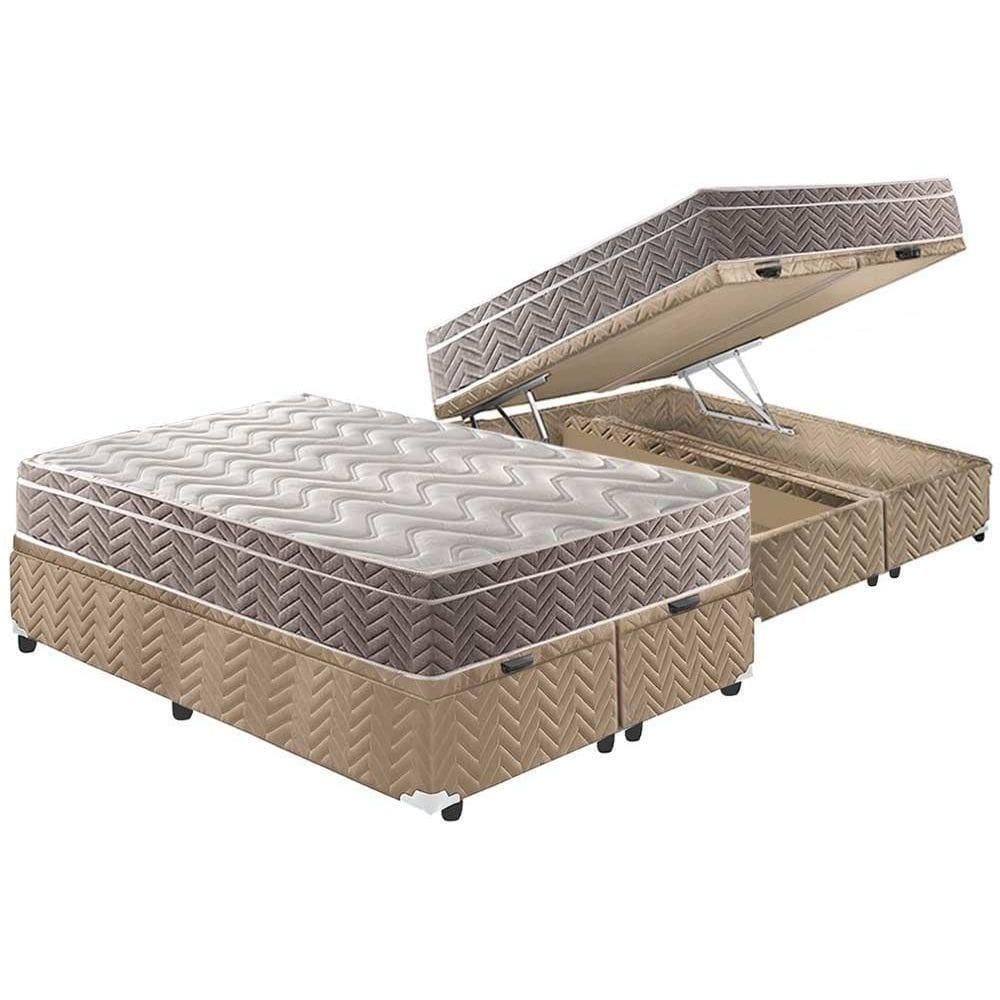 Cama Box Baú Queen: Colchão Anatômico Paropas D33 / Ep Confort Ultra Firme + Base Clean(158X198)
