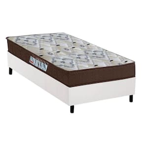 Cama Box Solteiro: Colchão Espuma Ortobom D45/Ep Fort Tech Iso 150 + Base Crc Suede White(88X188)