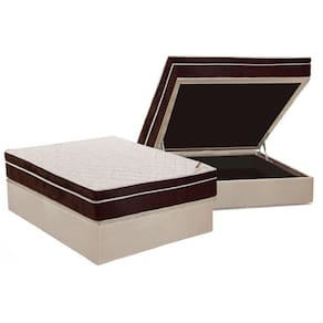 Cama Box Baú Casal: Colchão Ortopédico Ortobom Exclusive + Base Crc Suede Clean(138X188)