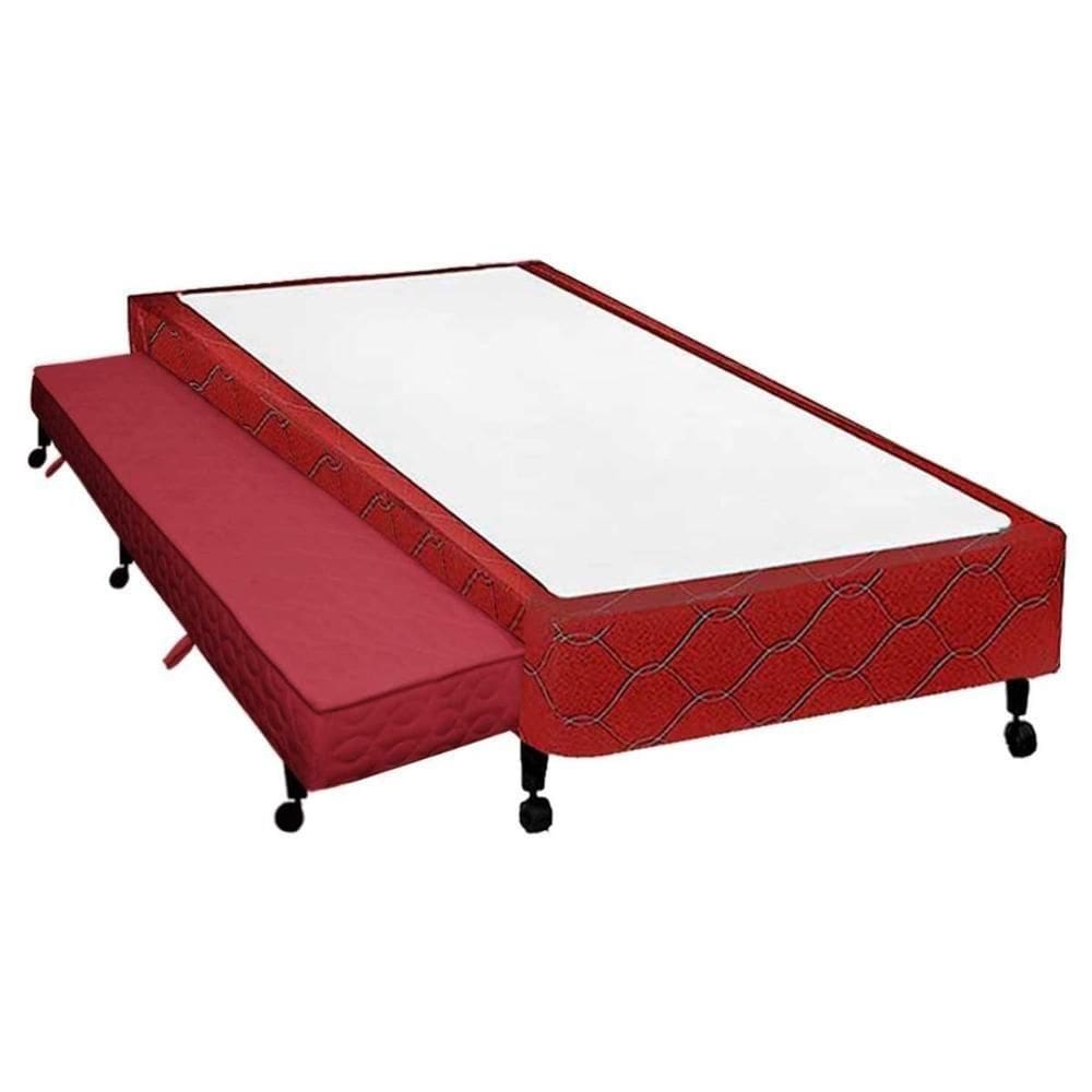 Cama Box Base C-auxiliar Universal Solteiro Poli Tecido Wine (88x188x27) - Castor