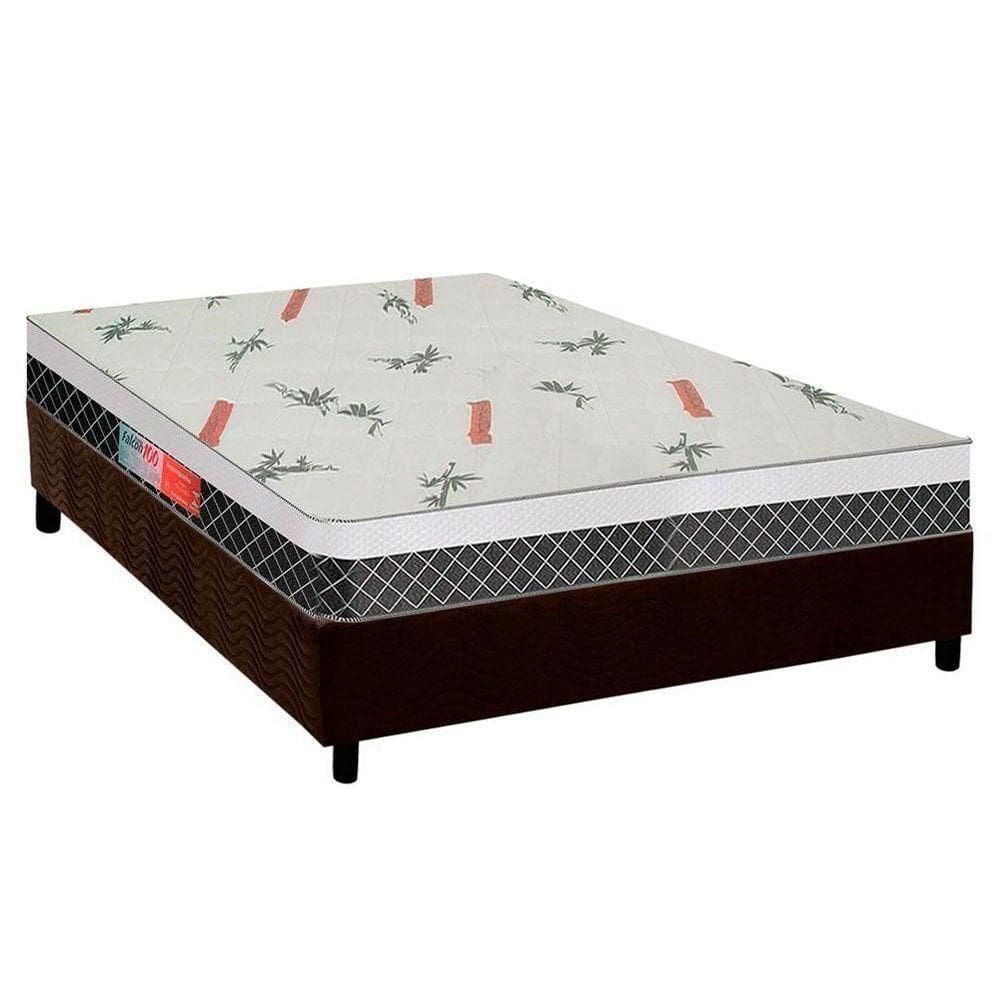 Cama Box Casal: Colchão Ortopédico Anatômico Falcon Ultra Firme + Base Crc Suede Brown(138x188)