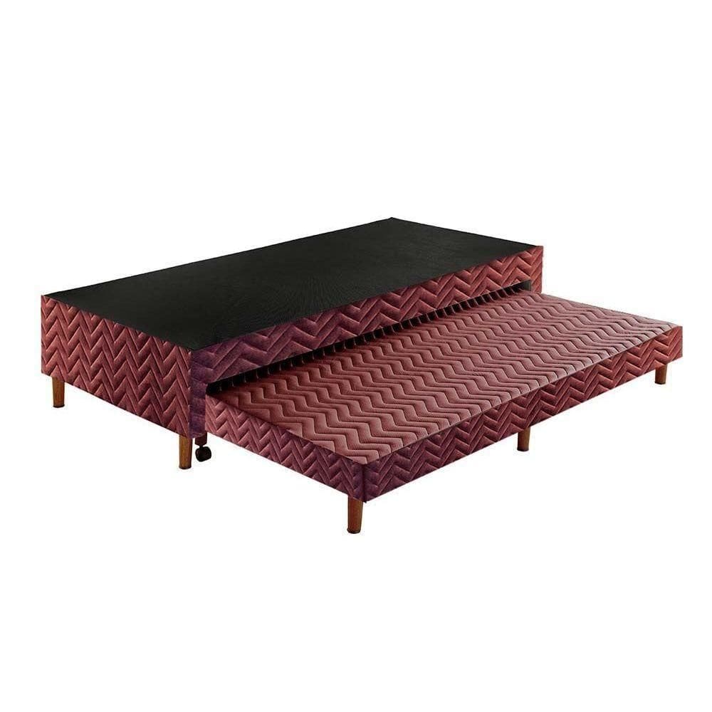 Cama Box Base C-auxiliar Com Auxiliar Sommier Rústico Wine (88x188x30) - Paropas
