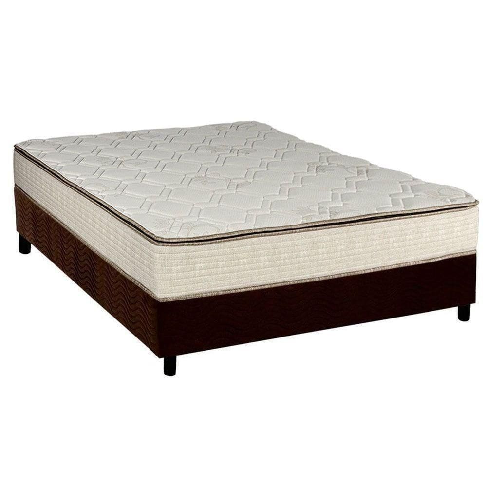 Cama Box Casal: Colchão Molas Bonnel Luckspuma Montreal Spring + Base Crc Suede Brown(138x188)