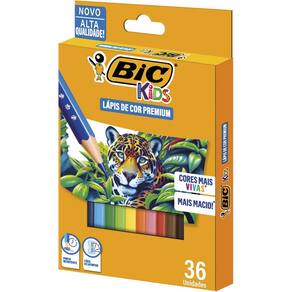 Lápis De Cor Bic Com 36 Cores,Bic Kids Premium, Cores Vivas E Ponta Macia E Resistente