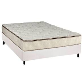 Cama Box Casal: Colchão Molas Bonnel Luckspuma Montreal Spring + Base Crc Courano White(138x188)