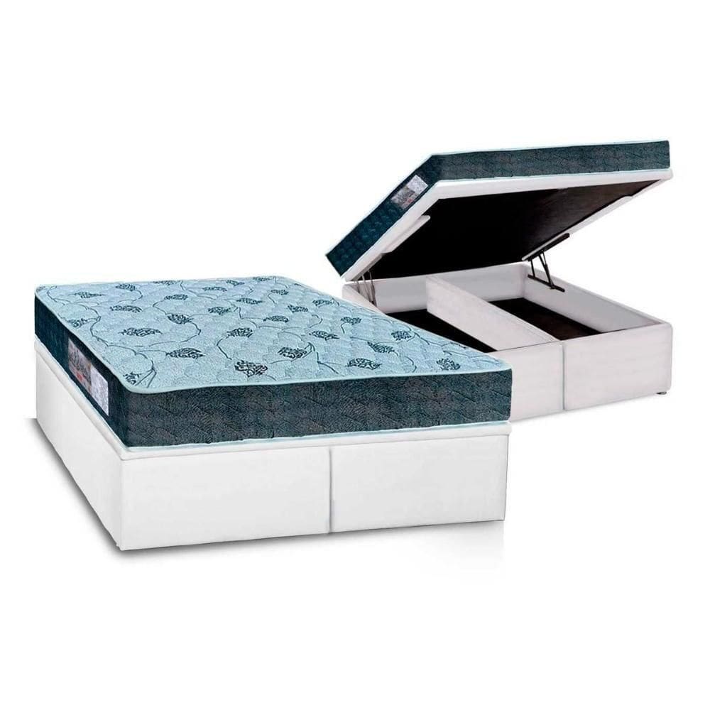 Cama Box Baú King: Colchão Anatômico Orthoflex D45 - Ep Cecina + Base Crc Courano White(193x203)