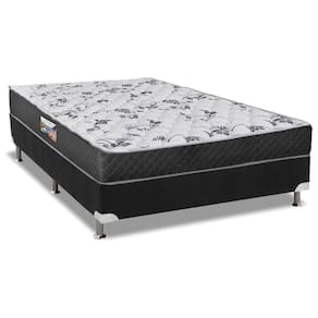 Cama Box Casal: Colchão Anatômico Herval D28-ag65 Ortopedic Black + Base Crc Suede Black(138x188)