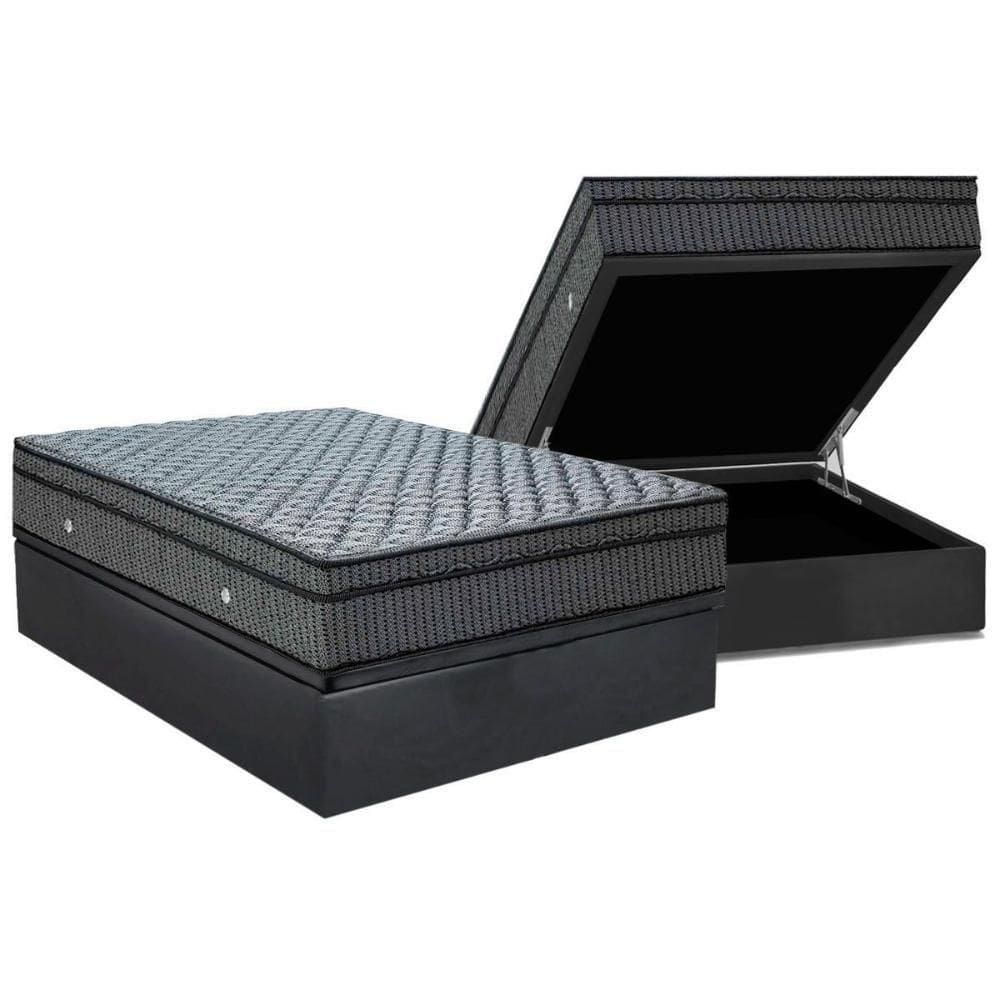 Cama Box Baú Colchão Molas Ortobom Hotelaria Multilastic Orthotel LuxoBase Suede Gray(138x188)