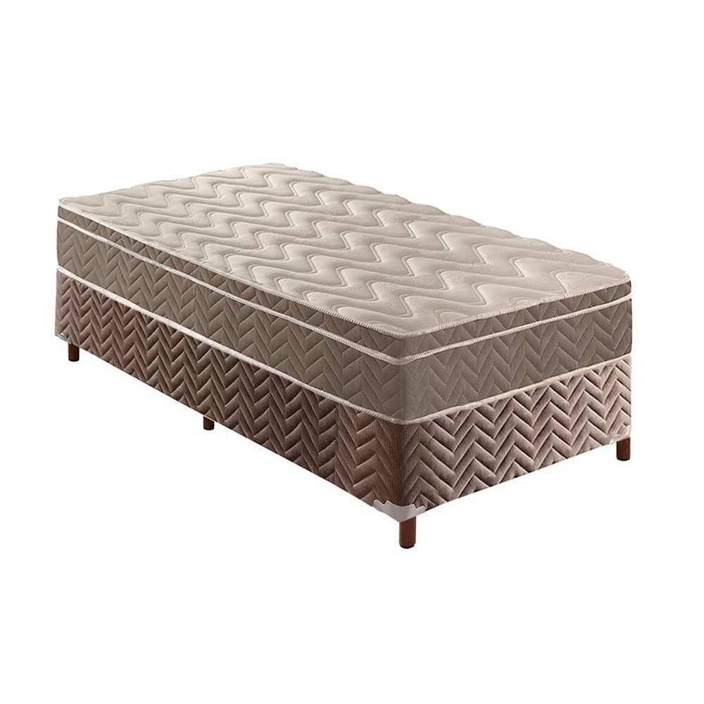 Cama Box Solteiro: Colchão Espuma Paropas D33/Ep Confort Ultra Firme + Base Rústico Brown(88X188)