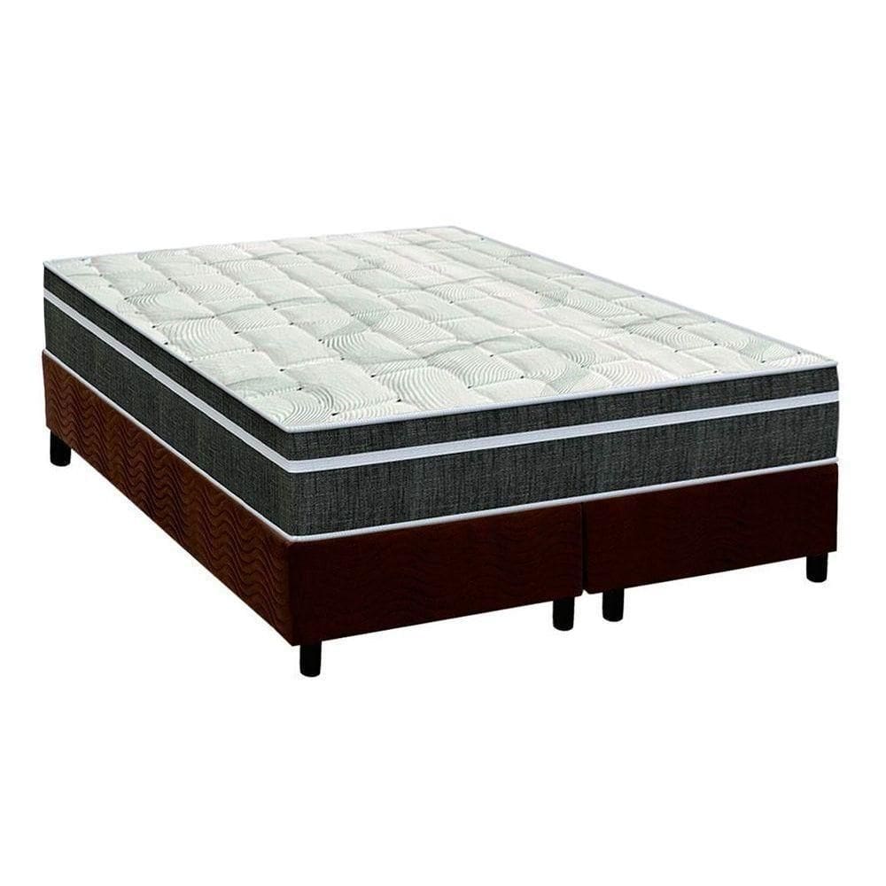 Cama Box Queen: Colchão Molas Bonnel Orthoflex Venezia + Base Crc Suede Brown(158X198)