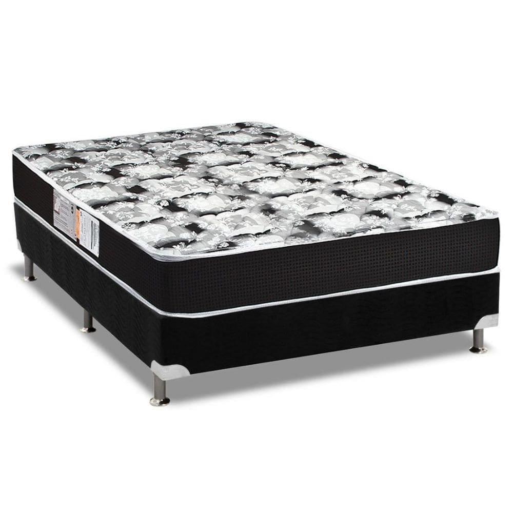 Cama Box Casal: Colchão Espuma D33 Luckspuma Supreme + Base Crc Suede Black(138x188)