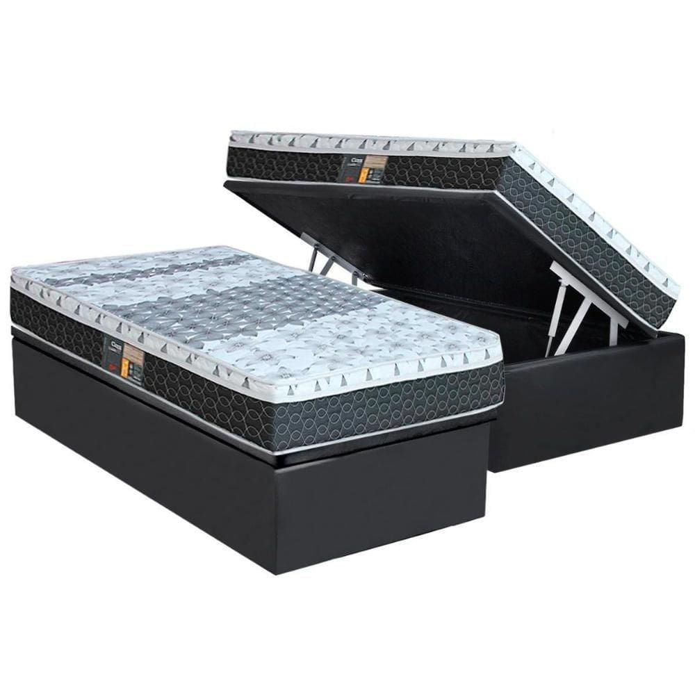 Cama Box Baú Solteiro: Colchão System Class One Face + Base Crc Suede Gray(88x188)