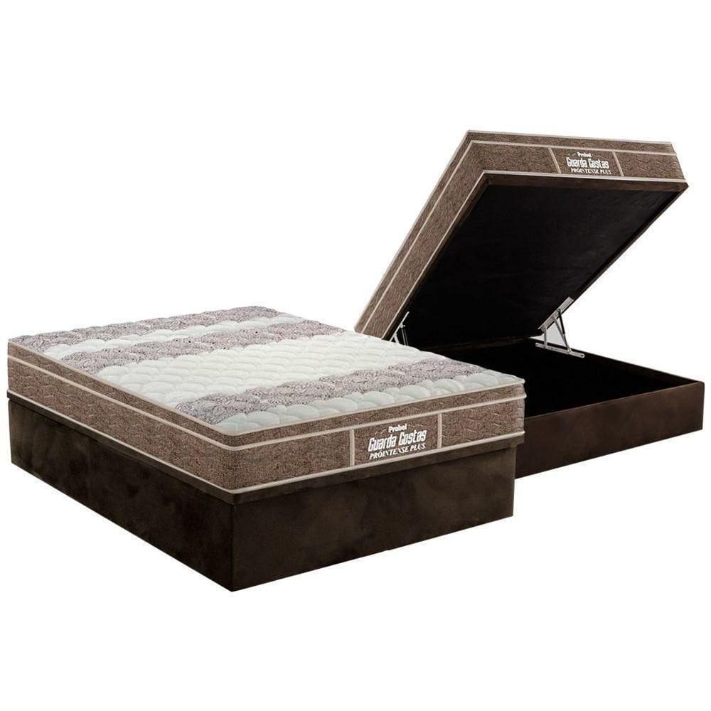 Cama Box Baú Casal: Colchão Anatômico Probel D33 / Ep Plus + Base Brown(138X188)
