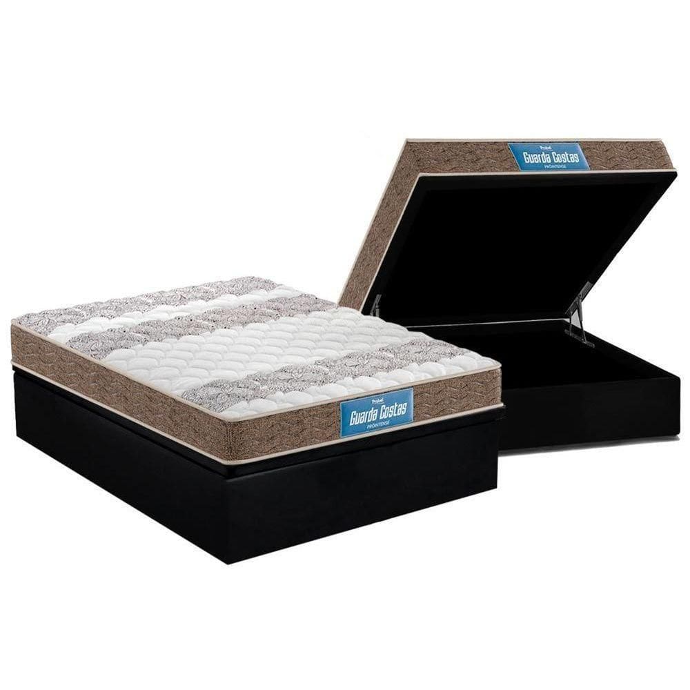 Cama Box Baú Colchão Anatômico Probel D / Ep Guarda Costas Próintense Double FaceBase Suede Black