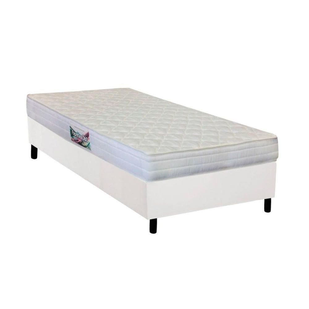 Cama Box Solteiro: Colchão Anatômico Herval Ag65 Firme Frontier + Base Crc Courano White(88x188)