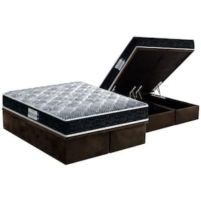 Cama Box Baú Colchão Ortopédico Firmepedic Prodormir Advanced Tech Double FaceBase Suede Brown
