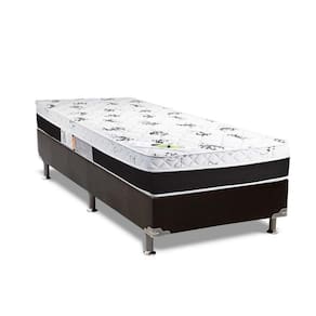 Cama Box Solteiro: Colchão Anatômico Luckspuma D33/ag65 Aspen 50 + Base Crc Suede Black(88x188)