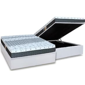 Cama Box Baú Casal: Colchão Molas Castor Bonnel System Class One Face + Base White(138X188)