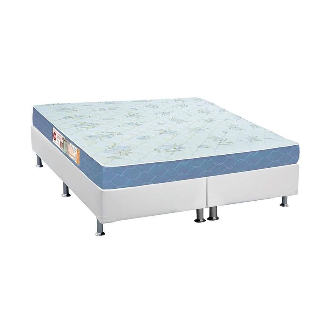 Cama Box King: Colchão Espuma D45 Castor Sleep Max + Base Crc Courano White(193X203)