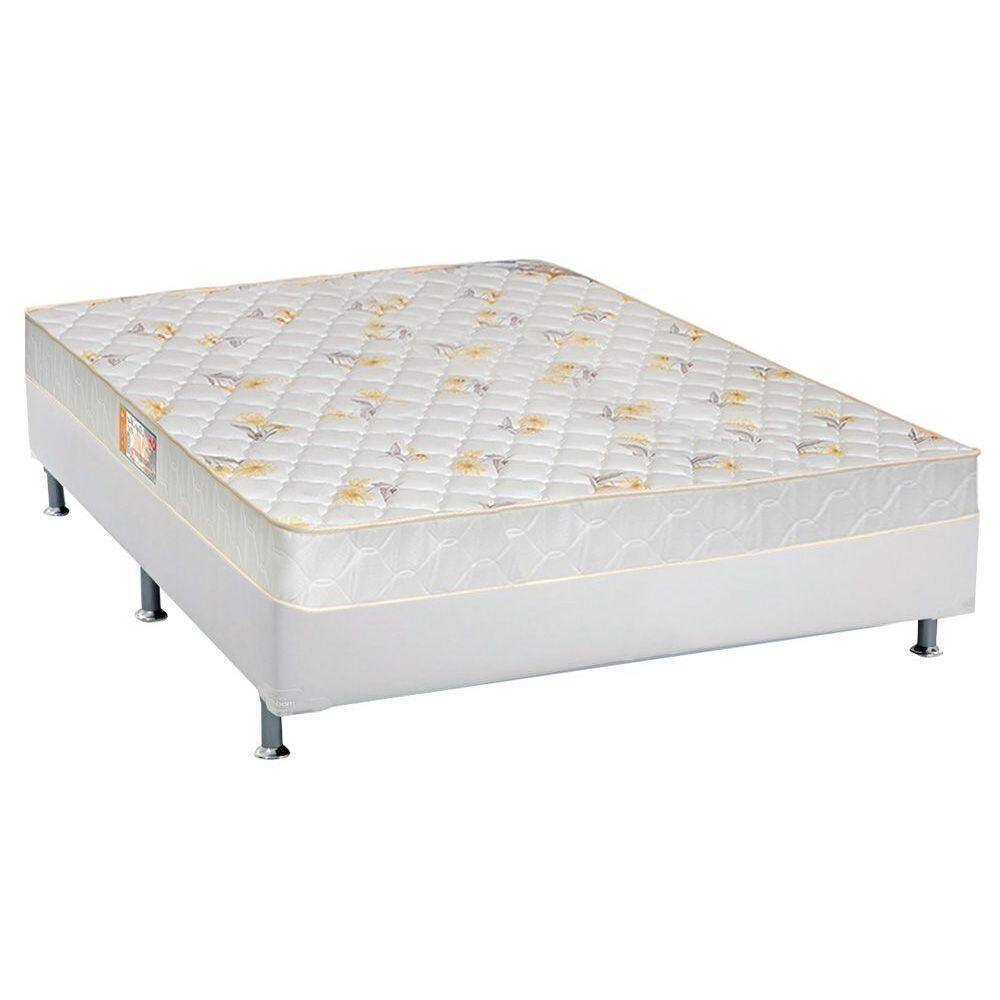 Cama Box Casal: Colchão Espuma Castor D28 Sleep Max + Base Crc Courano White(138X188)
