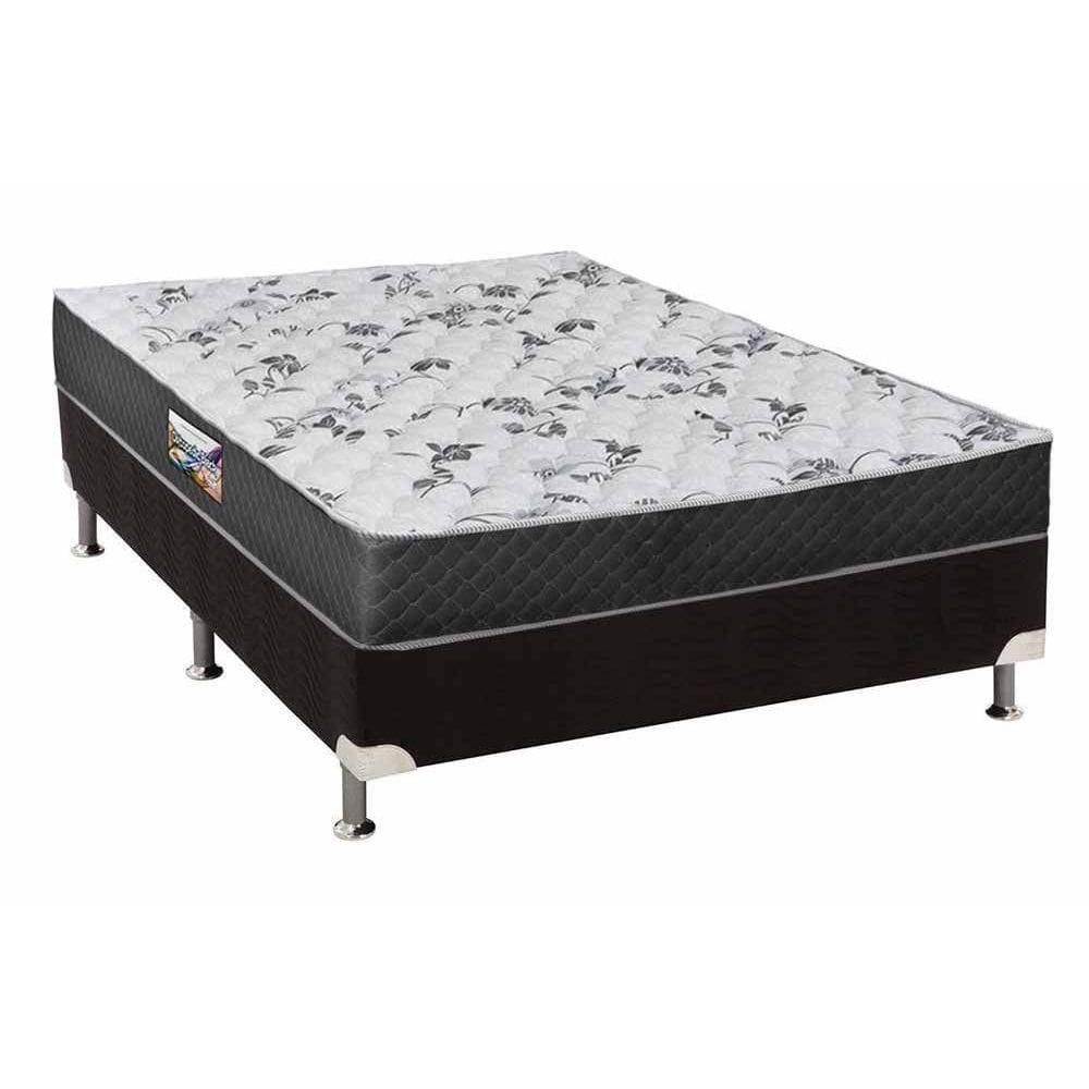 Cama Box Casal: Colchão Anatômico Herval D28/Ep Ortopedic Black+ Base Crc Suede Black(138X188)