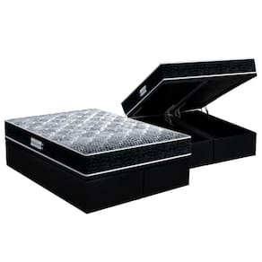 Cama Box Baú Queen: Colchão Ortopédico Probel D33 / Ep Tech1500 + Base Preto(158X198)