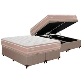 Cama Box Baú Queen: Colchão Molas Herval Maxspring Nesser + Base Crc Courano Clean(158X198)