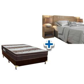 Cama Box Casal Crc + Colchão Ortopédico Light Ortobom + Cabeceira Plus Atacama