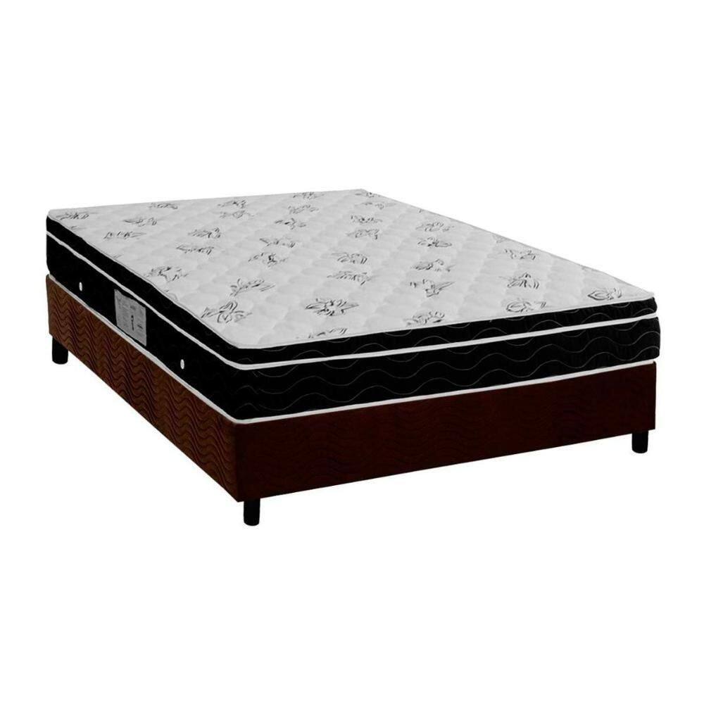Cama Box Casal: Colchão Molas Bonnel Ortobom Nanolastic Physical Spring + Base Brown(138X188)
