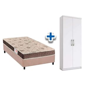 Cama Box Solteiro Crc + D33 Orthoflex + Armário Multiuso Margarida Branco