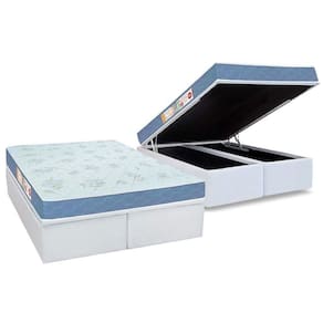 Cama Box Baú Queen: Colchão Espuma Castor D45 Sleep Max Duplo + Base Crc Courano White(158X198)
