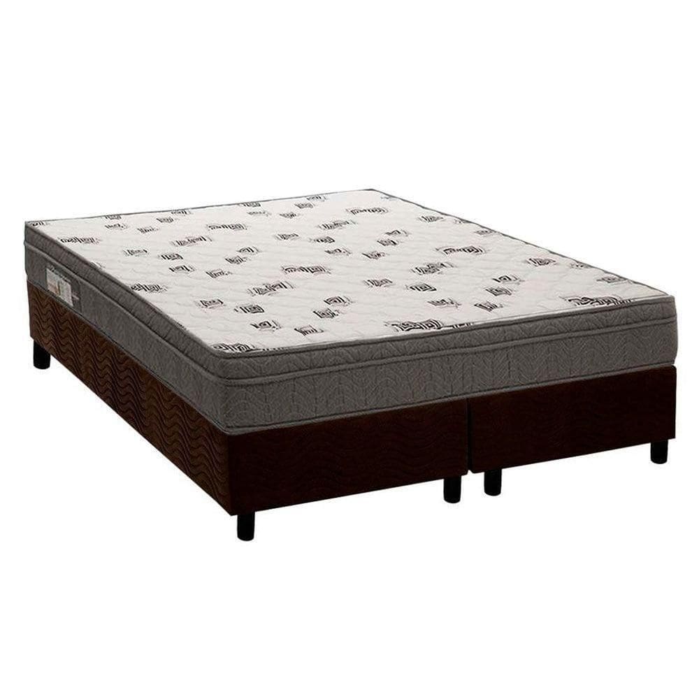 Cama Box Queen: Colchão Espuma D45 Ortobom Light Ortopilow + Base Crc Suede Brown(158X198)