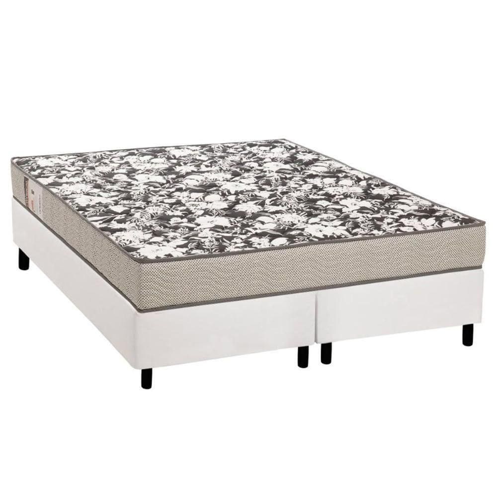 Cama Box Queen: Colchão Espuma Ortobom Physical Ultra Resistente + Base Crc Courano White(158X198)