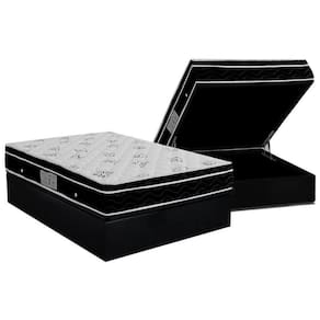 Cama Box Baú Casal: Colchão Molas Bonnel Ortobom Nanolastic Physical + Base Crc Suede Black(138X188)